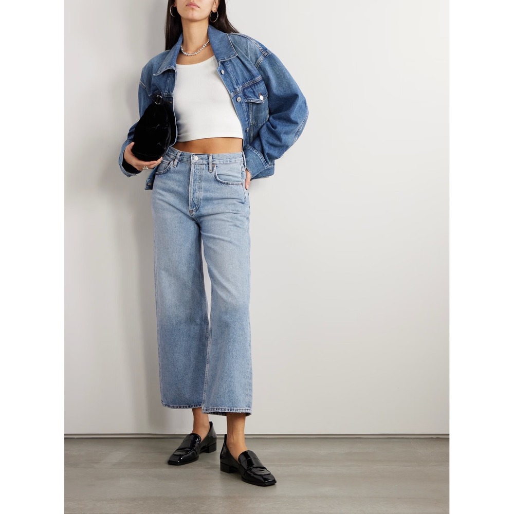 AGOLDE Ren Size 28 Light Wash Wide Leg Jeans‎ High Rise Cropped